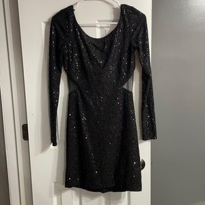 Material Girl Sequined Long Sleeve Dress